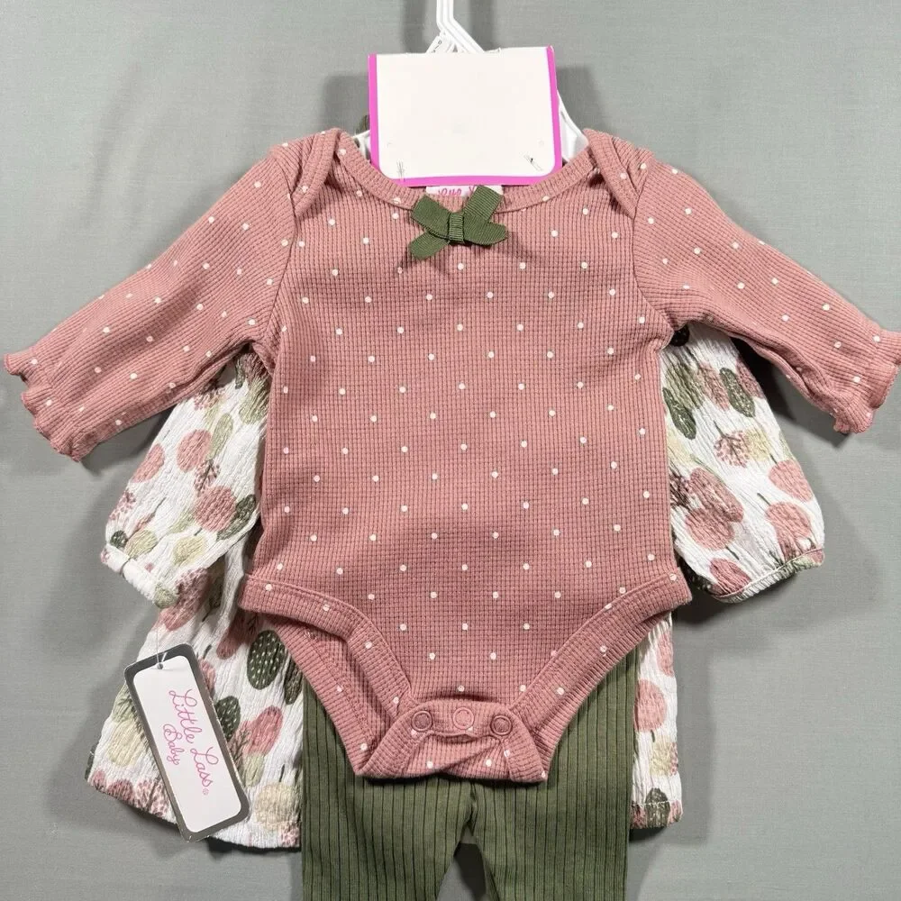 NWT Little Lass BabyGirls Size 0-3m Floral Outfit 3 Piece Set With Accessory - Picture 4 of 6